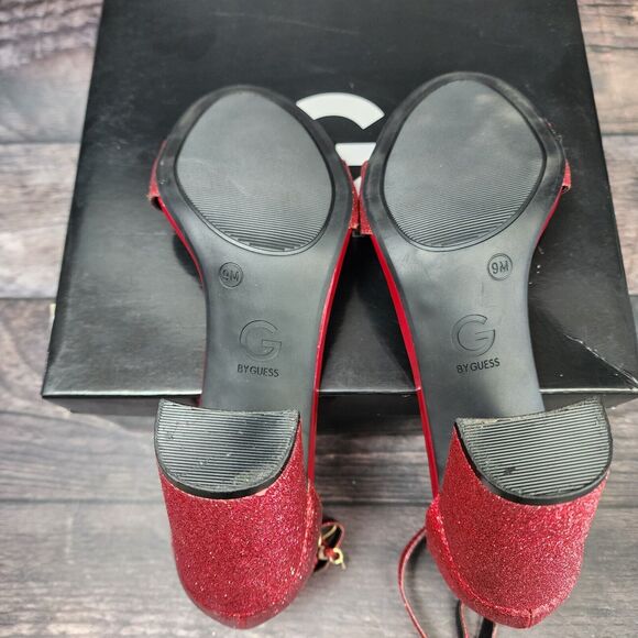 Guess Womens  Heels Dark Red Texture Size 9m Open Toe gg Shantel3 - Picture 8 of 14